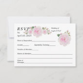 Wedding RSVP Card Soft Pink Roses  Kaartje (Voorkant)