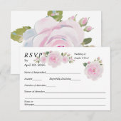 Wedding RSVP Card Soft Pink Roses  Kaartje (Voorkant / Achterkant)