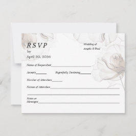 Wedding RSVP Card Soft Rose Flowers
