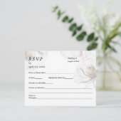 Wedding RSVP Card Soft Rose Flowers Kaartje (Staand voorkant)