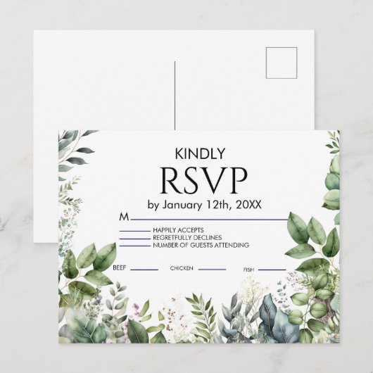  Wedding RSVP Card Uitnodiging Briefkaart (Voorkant / Achterkant)