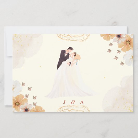 Wedding RSVP Card with Cream Floral Design (Achterkant)