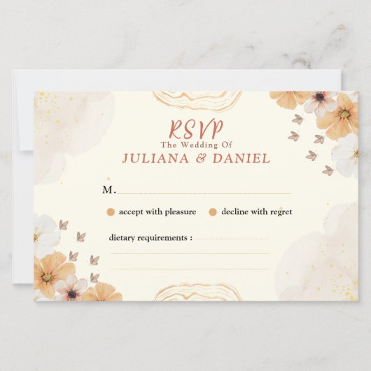 Wedding RSVP Card with Cream Floral Design (Voorkant)