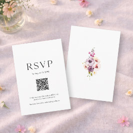 Wedding RSVP Card with QR Code | Elegant Floral Kaartje