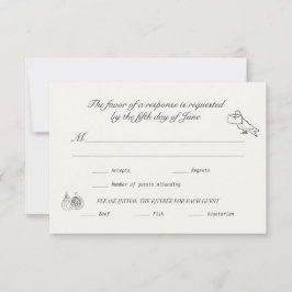 Wedding RSVP Charcoal Linen Illustrated