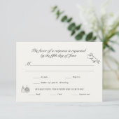 Wedding RSVP Charcoal Linen Illustrated (Staand voorkant)