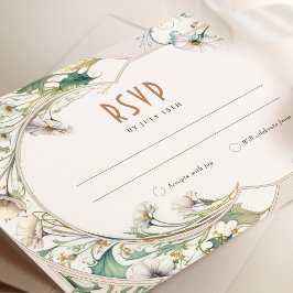 Wedding RSVP Daisy Art Nouveau door Mucha Kaart