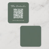 Wedding RSVP Details QR Code Dark Sage Square Informatiekaartje (Voorkant / Achterkant)