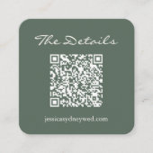 Wedding RSVP Details QR Code Dark Sage Square Informatiekaartje (Voorkant)