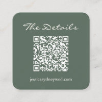 Wedding RSVP Details QR Code Dark Sage Square