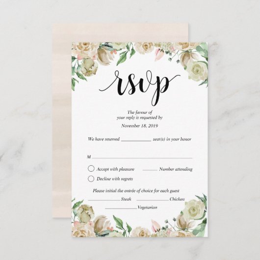 Wedding RSVP, Dusk floral Informatiekaartje (Voorkant / Achterkant)