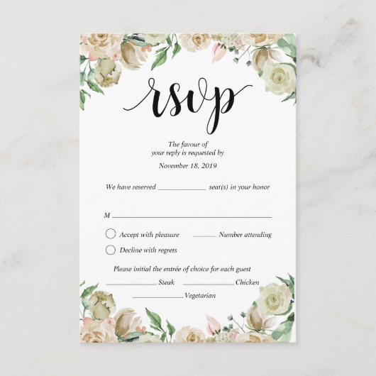 Wedding RSVP, Dusk floral Informatiekaartje (Voorkant)