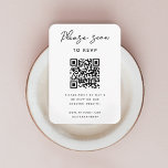 Wedding RSVP | Eenvoudig QR-code - Modern minimali Informatiekaartje<br><div class="desc">Eenvoudige, stijlvolle RSVP-rackbehuizingskaart in een moderne, minimalistische ontwerpstijl met een elegante natuurlijke scripttypografie in klassiek zwart-wit, met een informeel handschrift. De tekst kan gemakkelijk worden gepersonaliseerd met uw namen, trouwwebsite, scannbare QR-code en bericht voor een uniek type trouwontwerp om uw vrienden en familie op de hoogte te houden van uw...</div>