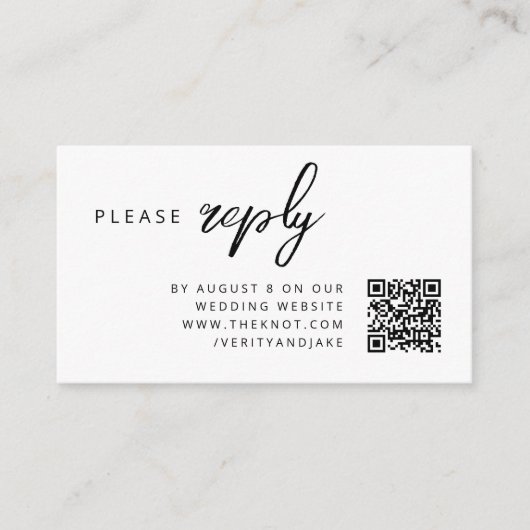 Wedding RSVP | Eenvoudig reinigen QR-code minimali Informatiekaartje (Voorkant)