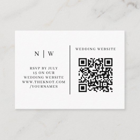Wedding RSVP | Eenvoudig reinigen QR-code minimali Informatiekaartje (Voorkant)