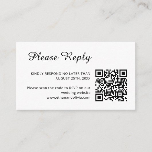 Wedding RSVP | Eenvoudig reinigen QR-code minimali Informatiekaartje (Voorkant)