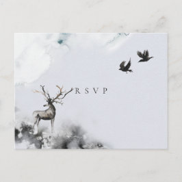 Wedding RSVP Enchanted Forest Stag Moon Uitnodiging Briefkaart