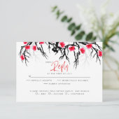 Wedding RSVP | Floral van de Japanse bloesems Kaartje (Staand voorkant)