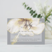 Wedding RSVP | Gele Waterverf Hibiscus Flower (Staand voorkant)