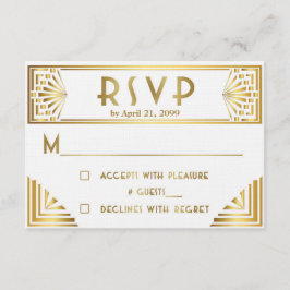 Wedding RSVP, Great Gatsby, goud op wit RSVP Kaartje