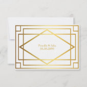 Wedding RSVP, Great Gatsby, goud op wit RSVP Kaartje (Achterkant)