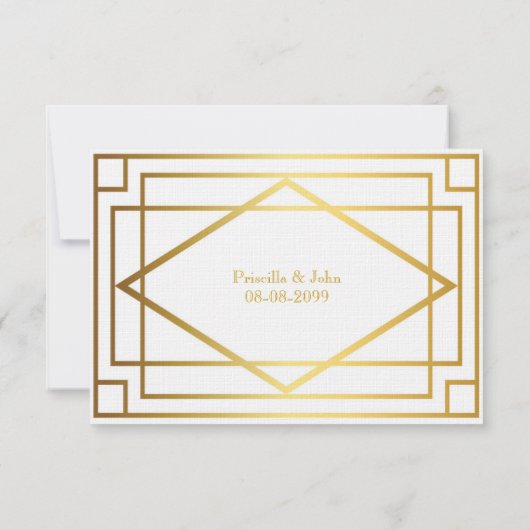Wedding RSVP, Great Gatsby, goud op wit RSVP Kaartje (Achterkant)