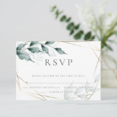 Wedding RSVP | Groene botanische grijze Jade (Staand voorkant)