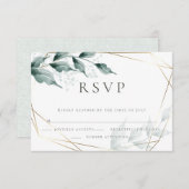 Wedding RSVP | Groene botanische grijze Jade (Voorkant / Achterkant)