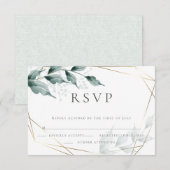 Wedding RSVP | Groene botanische grijze Jade Kaartje (Voorkant / Achterkant)