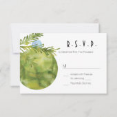WEDDING RSVP, Groene kerstversiering RSVP Kaartje (Voorkant)