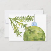 WEDDING RSVP, Groene kerstversiering RSVP Kaartje (Achterkant)