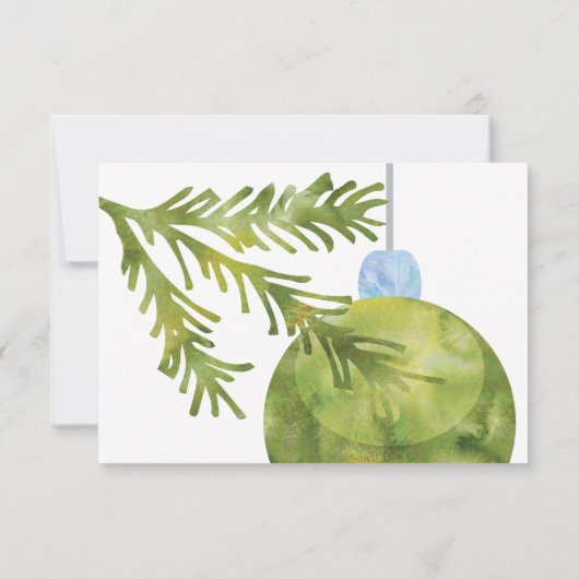 WEDDING RSVP, Groene kerstversiering RSVP Kaartje (Achterkant)