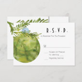 WEDDING RSVP, Groene kerstversiering RSVP Kaartje (Voorkant / Achterkant)