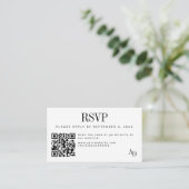Wedding RSVP insert QR code black white enclosure Informatiekaartje (Staand voorkant)