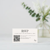 Wedding RSVP insert QR code ivory black enclosure Informatiekaartje (Staand voorkant)