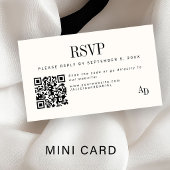 Wedding RSVP insert QR code ivory black enclosure Informatiekaartje