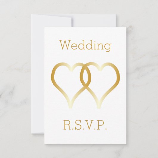 Wedding RSVP Kaart Gold Hearts (Voorkant)
