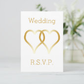 Wedding RSVP Kaart Gold Hearts (Staand voorkant)