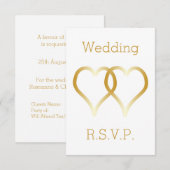 Wedding RSVP Kaart Gold Hearts (Voorkant / Achterkant)