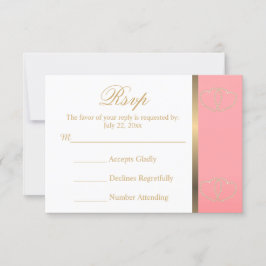 Wedding RSVP Kaart Koraal en Gouden Harten