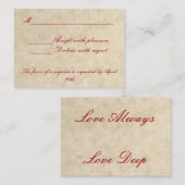 Wedding RSVP Kaart - Liefde Altijd Liefde Diep (Voorkant / Achterkant)