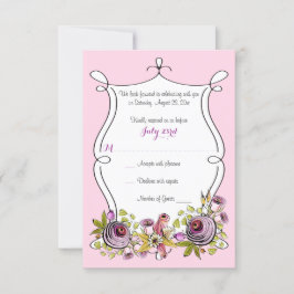 Wedding RSVP Kaart met Fantasie | Waterverf Bloeme