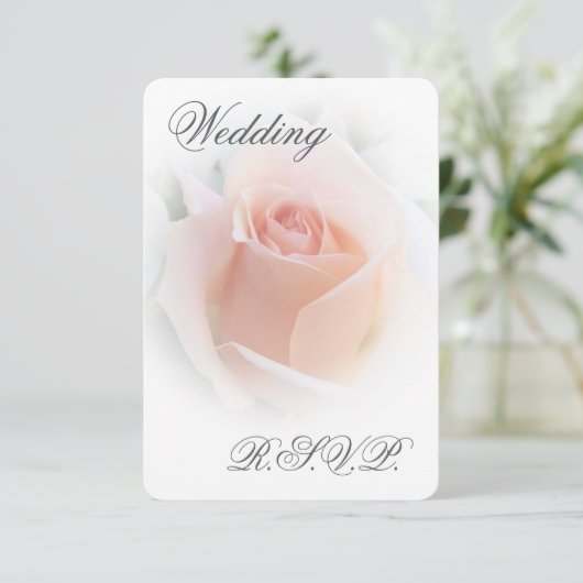 Wedding RSVP Kaart Peach Roze Rosebud (Staand voorkant)