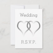 Wedding RSVP Kaart Silver Hearts (Voorkant)