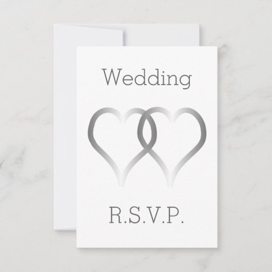 Wedding RSVP Kaart Silver Hearts (Voorkant)