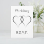 Wedding RSVP Kaart Silver Hearts (Staand voorkant)