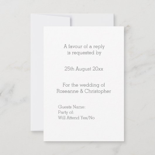 Wedding RSVP Kaart Silver Hearts (Achterkant)