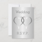 Wedding RSVP Kaart Silver Hearts (Voorkant)