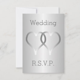 Wedding RSVP Kaart Silver Hearts