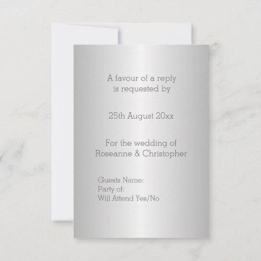 Wedding RSVP Kaart Silver Hearts (Achterkant)